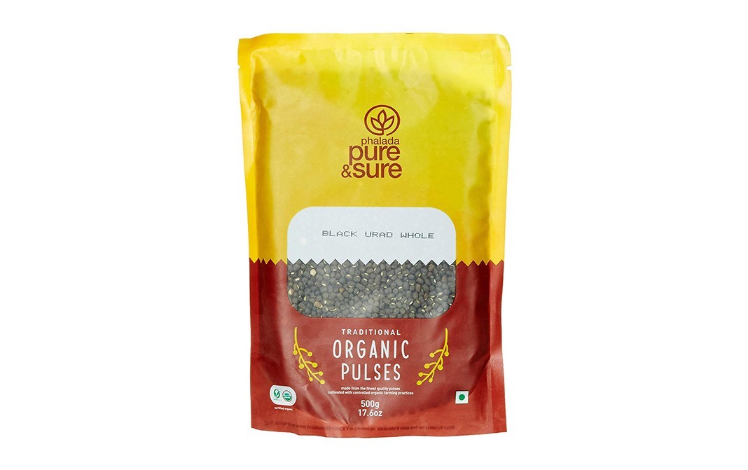 Pure & Sure Black Urad Whole Traditional Organic Pulses   Pack  500 grams